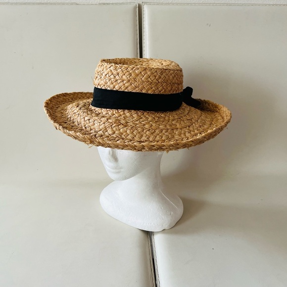 100% Straw Elegant Hat with Black Ribbon main image 8